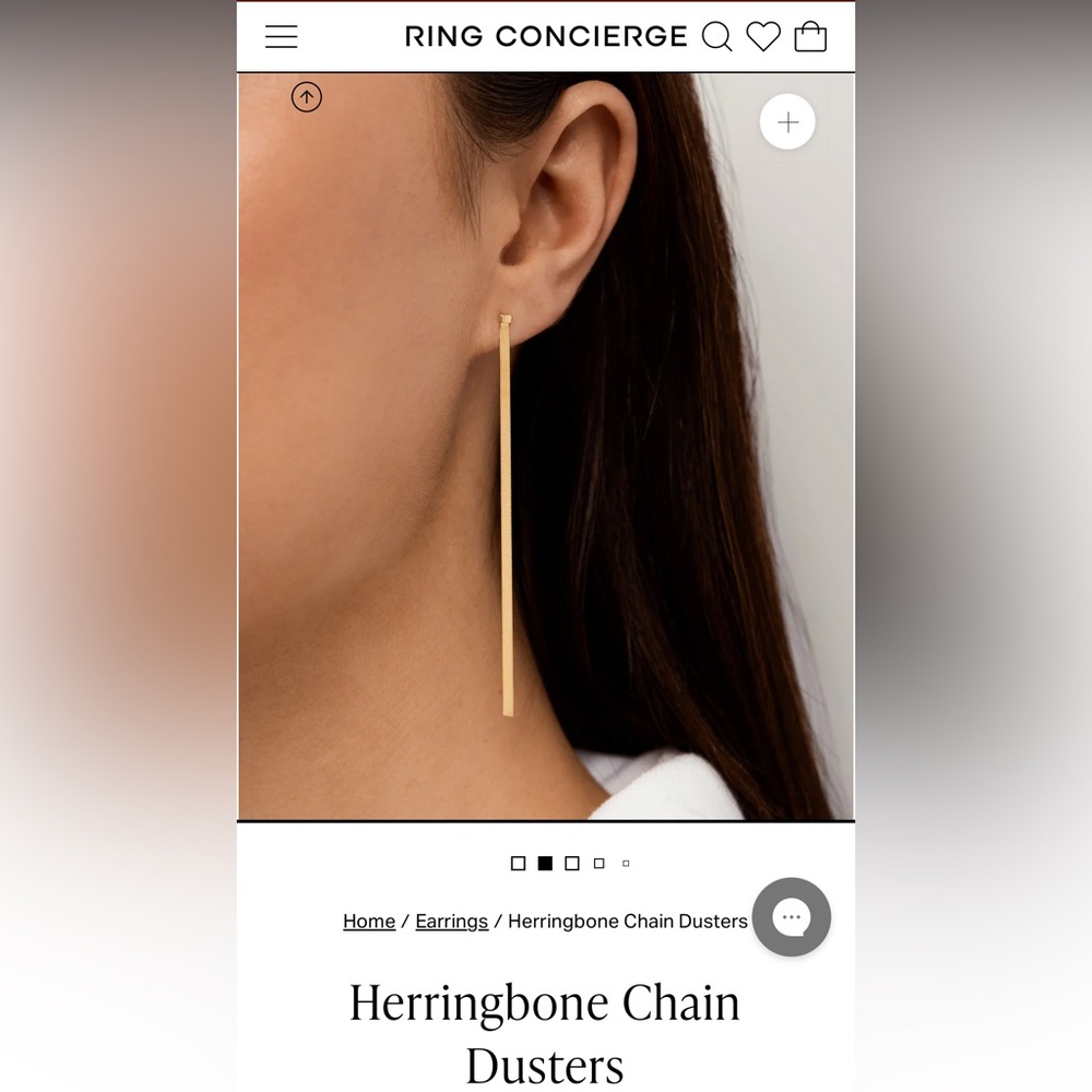 Ring Concierge 14k YG Herringbone Chain Duster Earrings, NWT